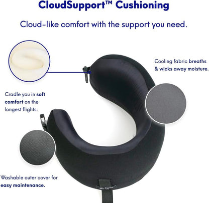 C Travel Pillow, Award-Winning Patented Ergonomic Design for Chin & Neck Support Memory Foam Neck Pillow, Compact Airplane Pillow for Traveling, Flight, Car (Hunter Green, Medium)
