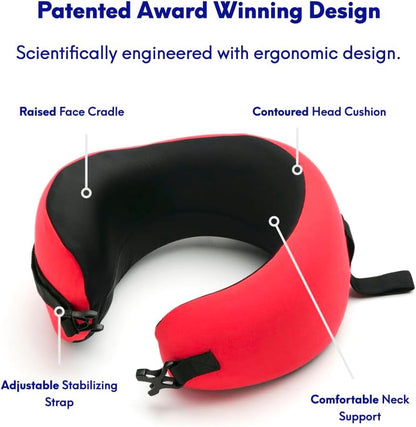 C Travel Pillow, Award-Winning Patented Ergonomic Design for Chin & Neck Support Memory Foam Neck Pillow, Compact Airplane Pillow for Traveling, Flight, Car (Hunter Green, Medium)