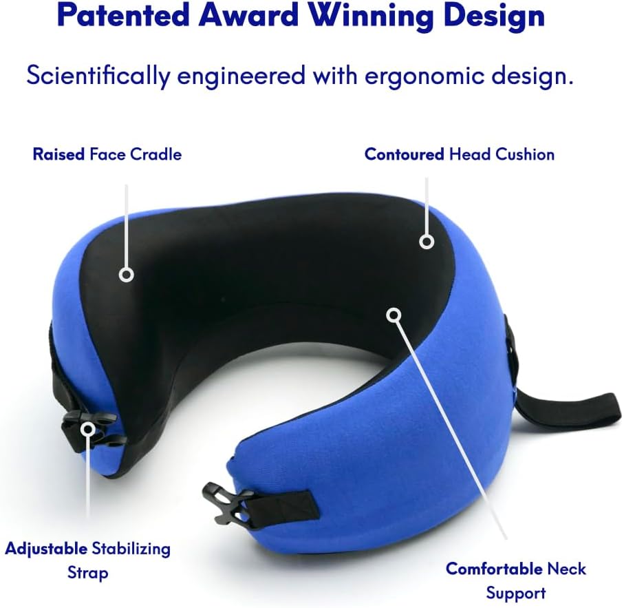 C Travel Pillow, Award-Winning Patented Ergonomic Design for Chin & Neck Support Memory Foam Neck Pillow, Compact Airplane Pillow for Traveling, Flight, Car (Hunter Green, Medium)