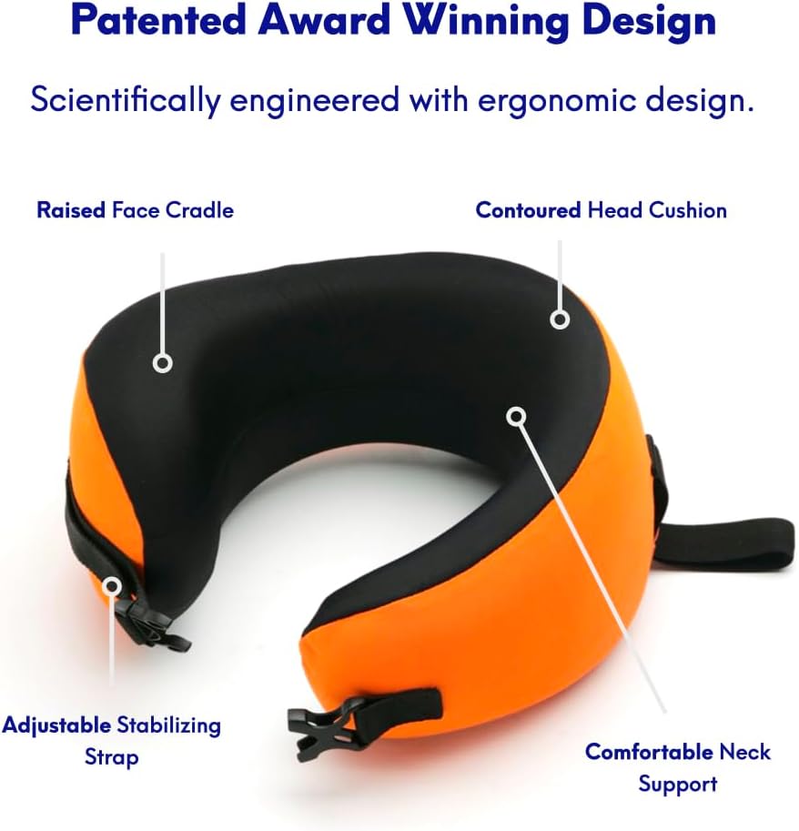 C Travel Pillow, Award-Winning Patented Ergonomic Design for Chin & Neck Support Memory Foam Neck Pillow, Compact Airplane Pillow for Traveling, Flight, Car (Hunter Green, Medium)