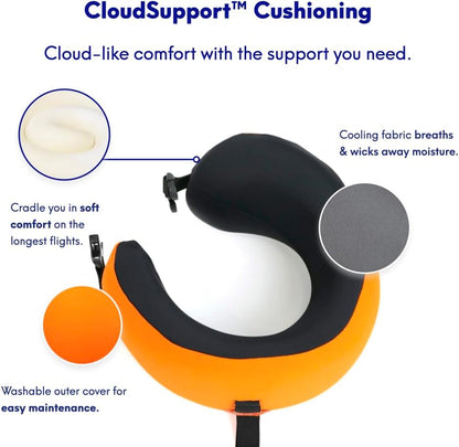 C Travel Pillow, Award-Winning Patented Ergonomic Design for Chin & Neck Support Memory Foam Neck Pillow, Compact Airplane Pillow for Traveling, Flight, Car (Hunter Green, Medium)
