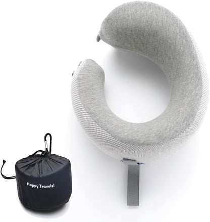 C Travel Pillow, Award-Winning Patented Ergonomic Design for Chin & Neck Support Memory Foam Neck Pillow, Compact Airplane Pillow for Traveling, Flight, Car (Hunter Green, Medium)