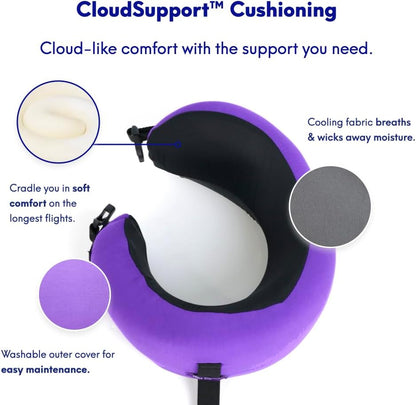 C Travel Pillow, Award-Winning Patented Ergonomic Design for Chin & Neck Support Memory Foam Neck Pillow, Compact Airplane Pillow for Traveling, Flight, Car (Hunter Green, Medium)
