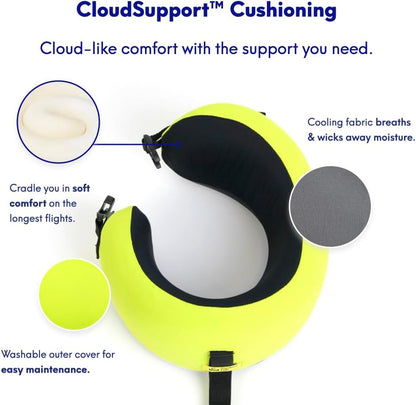 C Travel Pillow, Award-Winning Patented Ergonomic Design for Chin & Neck Support Memory Foam Neck Pillow, Compact Airplane Pillow for Traveling, Flight, Car (Hunter Green, Medium)