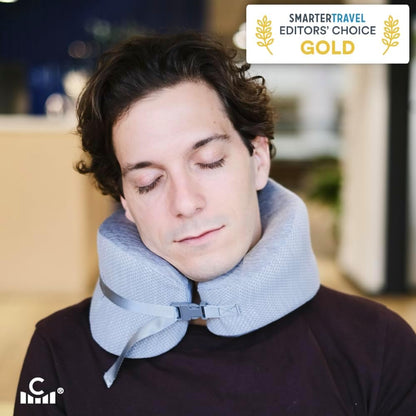 C Travel Pillow, Award-Winning Patented Ergonomic Design for Chin & Neck Support Memory Foam Neck Pillow, Compact Airplane Pillow for Traveling, Flight, Car (Hunter Green, Medium)