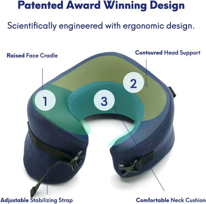 C Travel Pillow, Award-Winning Patented Ergonomic Design for Chin & Neck Support Memory Foam Neck Pillow, Compact Airplane Pillow for Traveling, Flight, Car (Hunter Green, Medium)