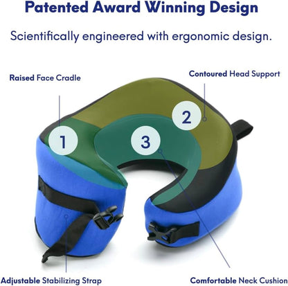 C Travel Pillow, Award-Winning Patented Ergonomic Design for Chin & Neck Support Memory Foam Neck Pillow, Compact Airplane Pillow for Traveling, Flight, Car (Hunter Green, Medium)