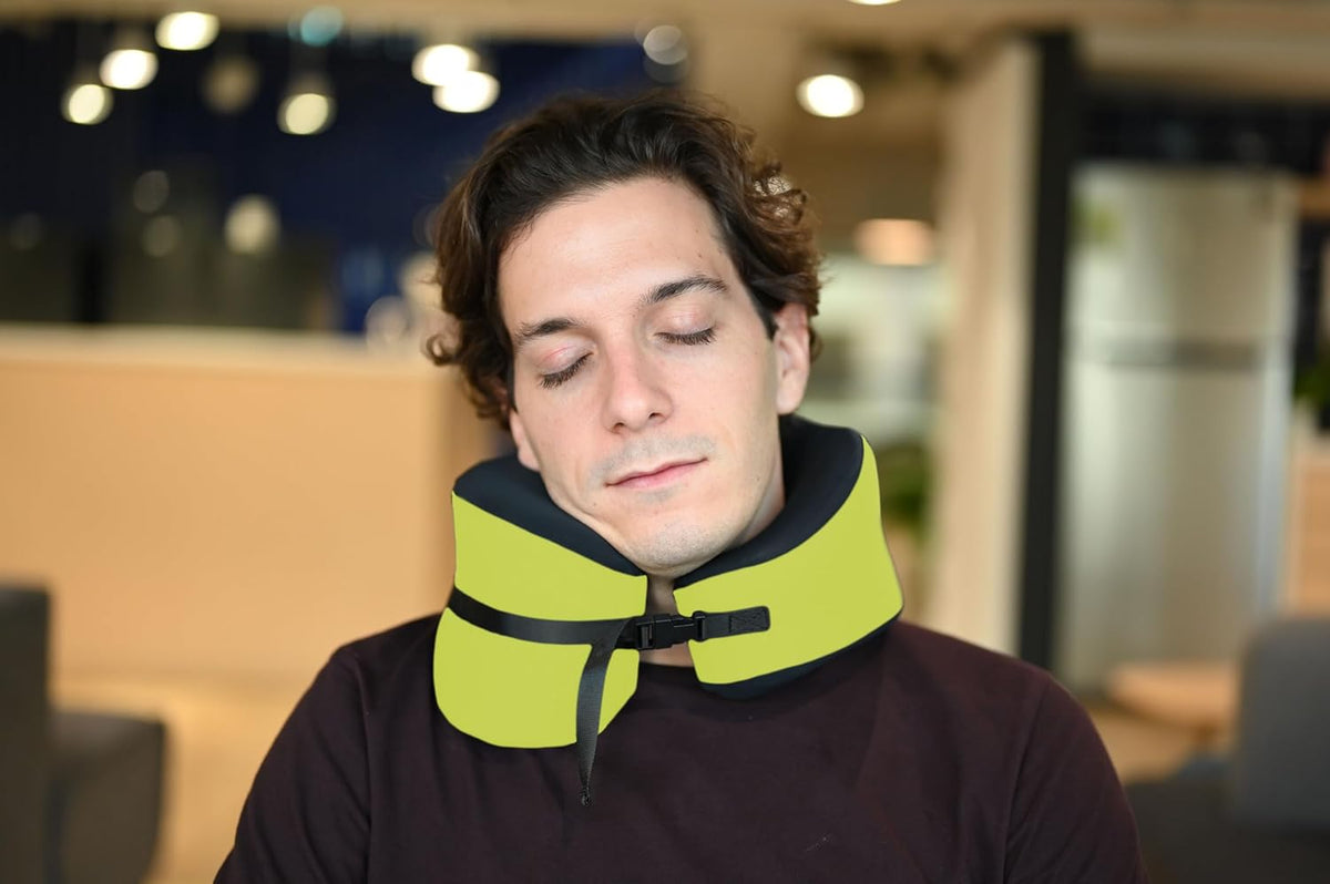C Travel Pillow, Award-Winning Patented Ergonomic Design for Chin & Neck Support Memory Foam Neck Pillow, Compact Airplane Pillow for Traveling, Flight, Car (Hunter Green, Medium)