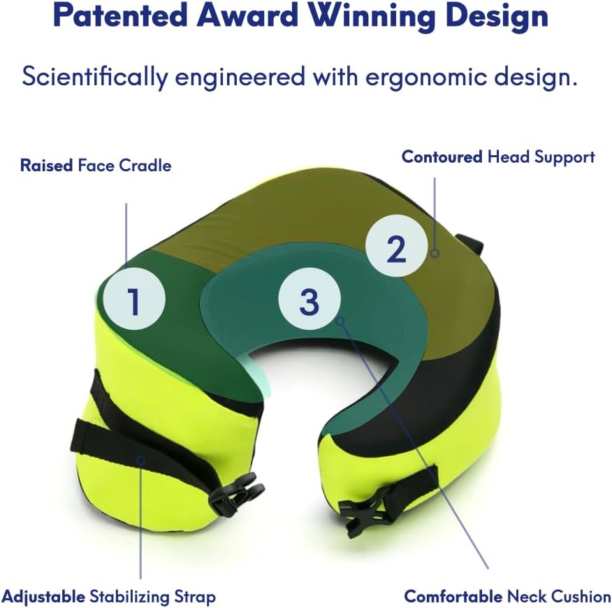 C Travel Pillow, Award-Winning Patented Ergonomic Design for Chin & Neck Support Memory Foam Neck Pillow, Compact Airplane Pillow for Traveling, Flight, Car (Hunter Green, Medium)