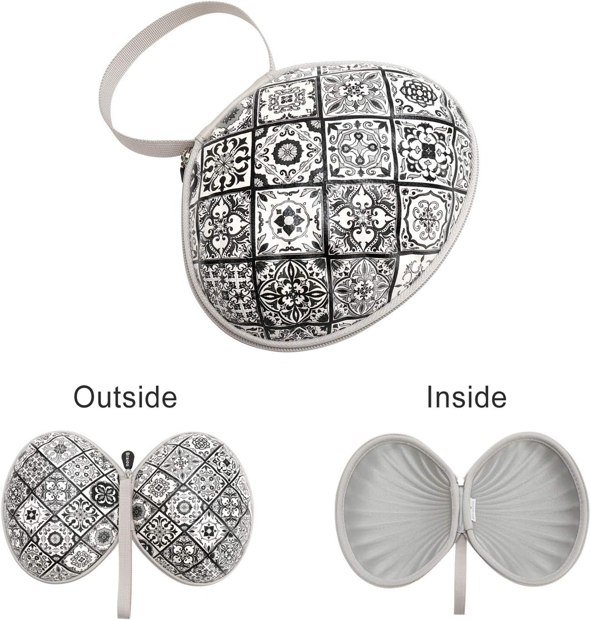 Hard Travel Case for Silicone Bras [A-C Cup] Premium Nubra Organizer Portable Lingerie Underwear Storage Bag (Map)
