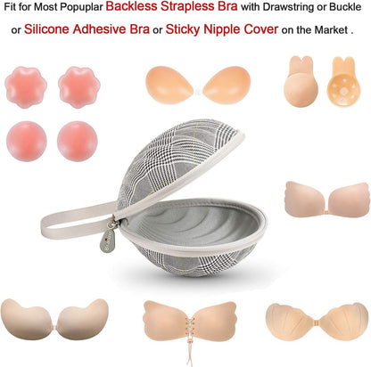 Hard Travel Case for Silicone Bras [A-C Cup] Premium Nubra Organizer Portable Lingerie Underwear Storage Bag (Map)