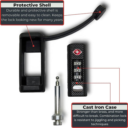 TSA Approved Travel Gun Lock, Cut-Resistant Child-Safe Padlock, White