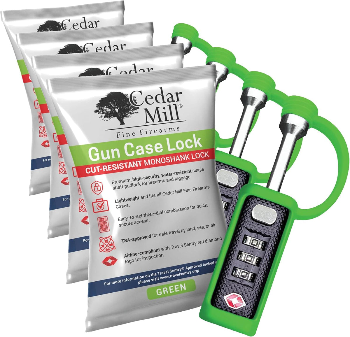 TSA Approved Travel Gun Lock, Cut-Resistant Child-Safe Padlock, White