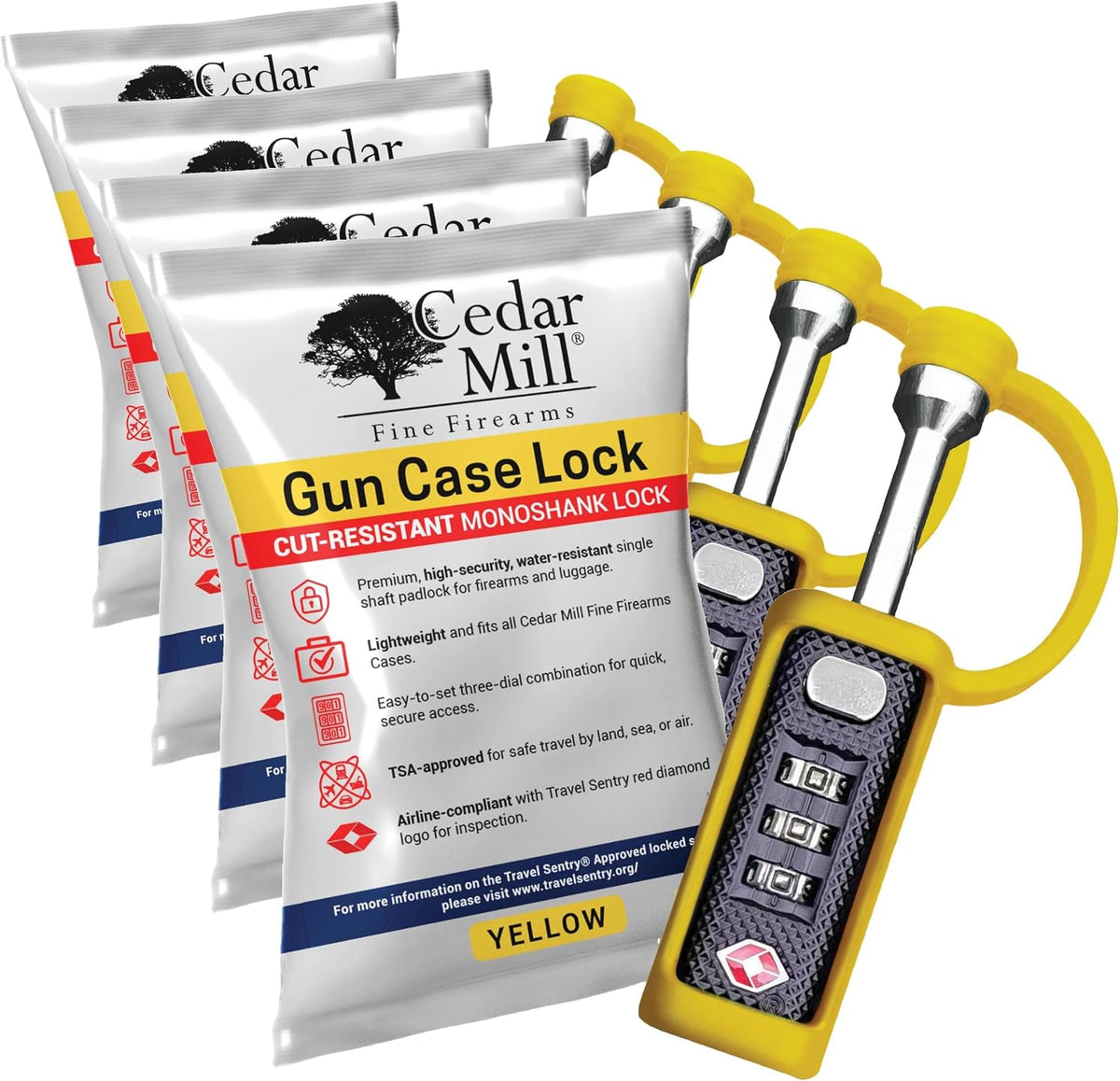 TSA Approved Travel Gun Lock, Cut-Resistant Child-Safe Padlock, White