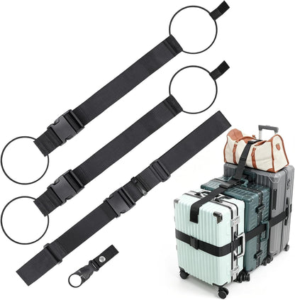 Luggage Straps for Suitcases 3 PCS, Adjustable Elastic Tick Rope