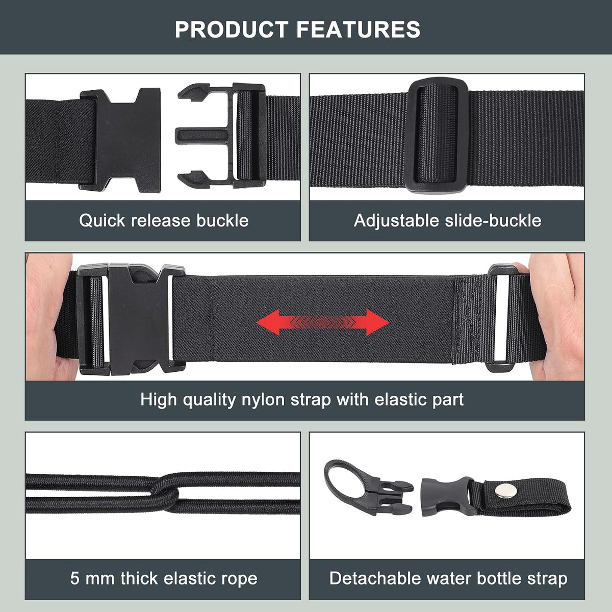 Luggage Straps for Suitcases 3 PCS, Adjustable Elastic Tick Rope