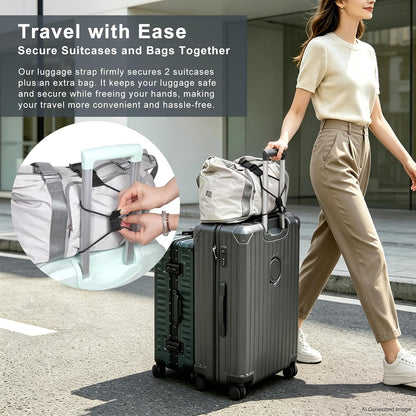 Luggage Straps for Suitcases 3 PCS, Adjustable Elastic Tick Rope