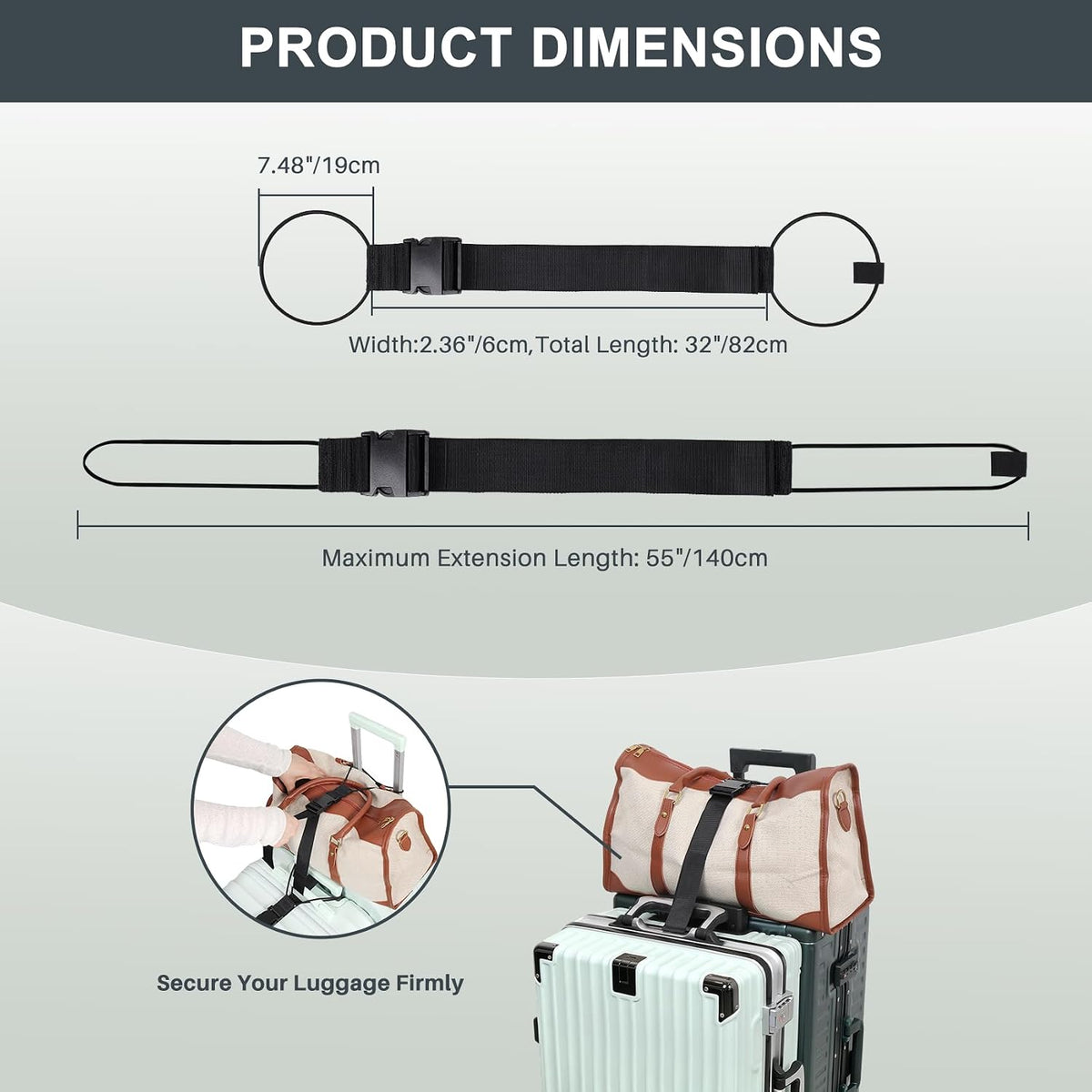 Luggage Straps for Suitcases 3 PCS, Adjustable Elastic Tick Rope