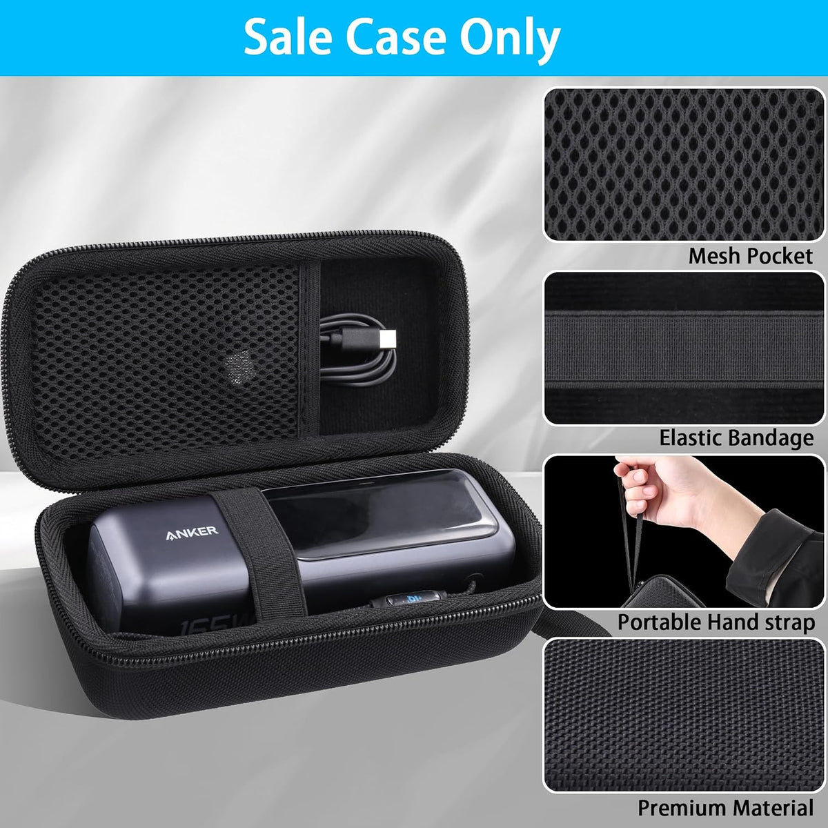 Hard Case for Anker 25,000mAh Laptop 25K 165W Power Bank, Black