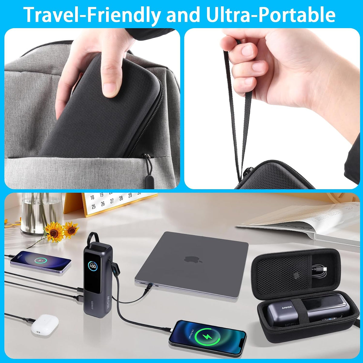 Hard Case for Anker 25,000mAh Laptop 25K 165W Power Bank, Black