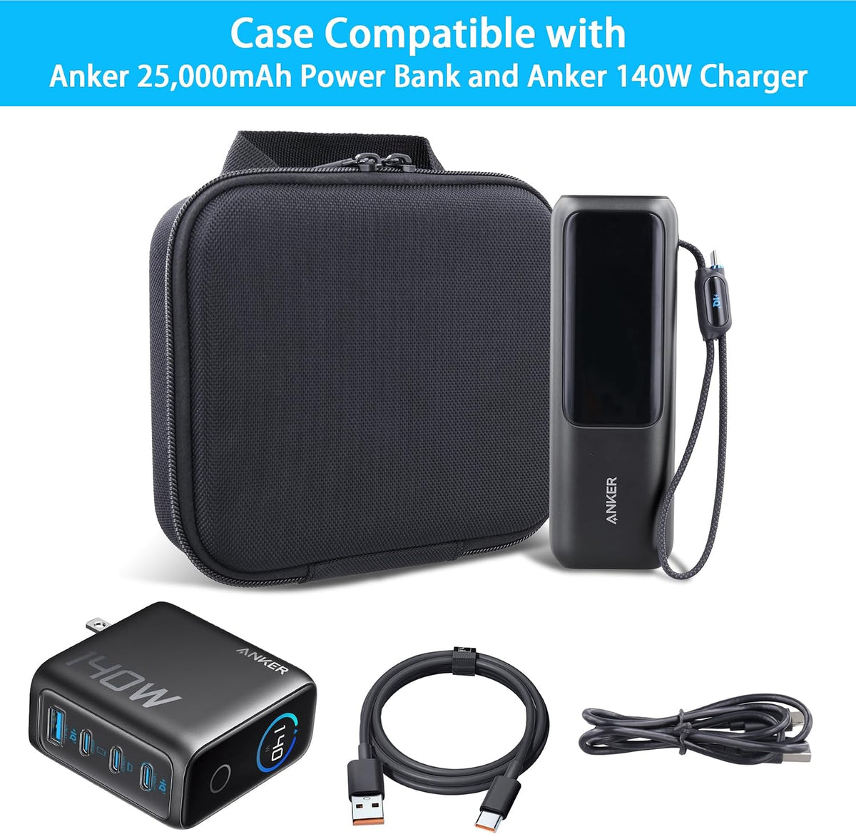Hard Case for Anker 25,000mAh Laptop 25K 165W Power Bank, Black