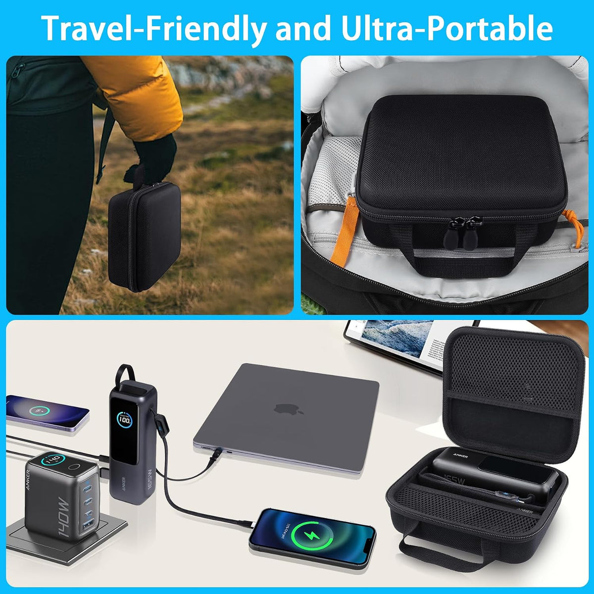 Hard Case for Anker 25,000mAh Laptop 25K 165W Power Bank, Black