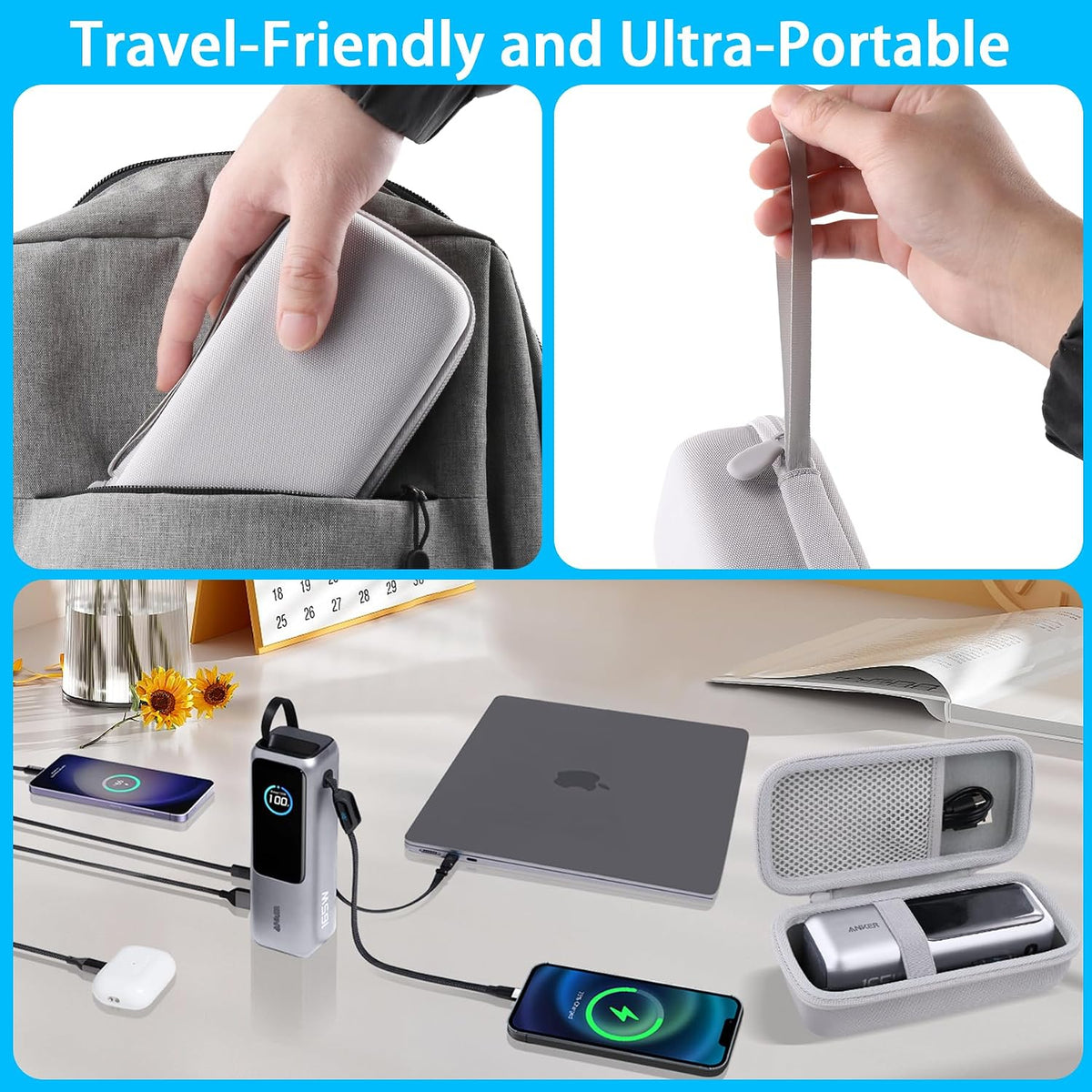 Hard Case for Anker 25,000mAh Laptop 25K 165W Power Bank, Black