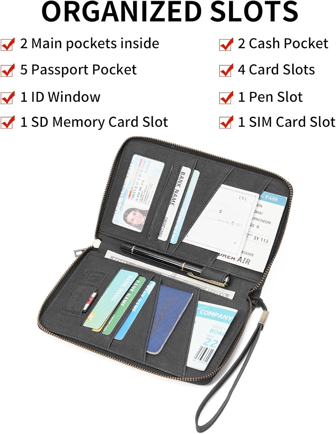 Leather RFID Blocking Passport Holder Travel Wallet, Passport Cover/Travel Wallet for Women/Men with