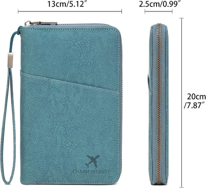 Leather RFID Blocking Passport Holder Travel Wallet, Passport Cover/Travel Wallet for Women/Men with
