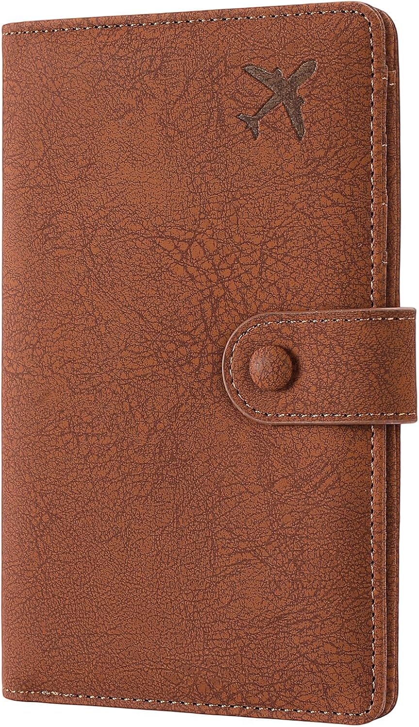 Leather RFID Blocking Passport Holder Travel Wallet, Passport Cover/Travel Wallet for Women/Men with