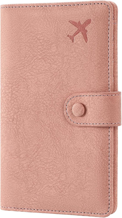 Leather RFID Blocking Passport Holder Travel Wallet, Passport Cover/Travel Wallet for Women/Men with