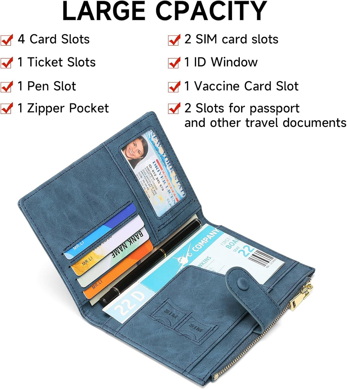 Leather RFID Blocking Passport Holder Travel Wallet, Passport Cover/Travel Wallet for Women/Men with