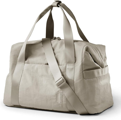 Gym Bag for Women, Carry on Weekender Overnight Bag, Travel Duffel Bags with Trolley Sleeve, Personal Item Travel Bag Tote Bag Workout Dance Bag, Beige-M