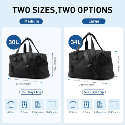 Gym Bag for Women, Carry on Weekender Overnight Bag, Travel Duffel Bags with Trolley Sleeve, Personal Item Travel Bag Tote Bag Workout Dance Bag, Beige-M