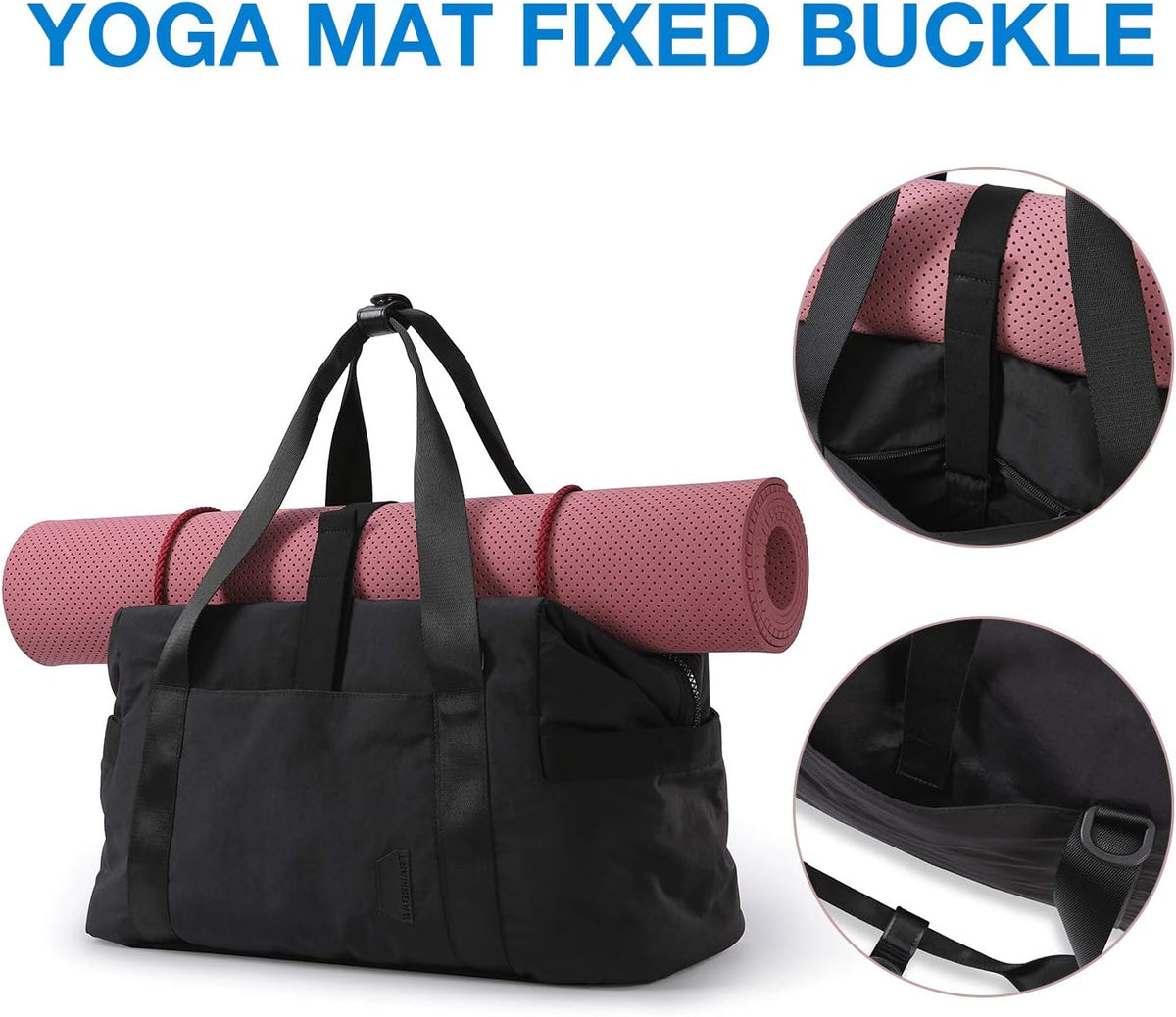 Gym Bag for Women, Carry on Weekender Overnight Bag, Travel Duffel Bags with Trolley Sleeve, Personal Item Travel Bag Tote Bag Workout Dance Bag, Beige-M