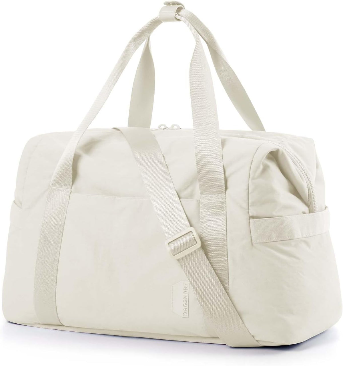 Gym Bag for Women, Carry on Weekender Overnight Bag, Travel Duffel Bags with Trolley Sleeve, Personal Item Travel Bag Tote Bag Workout Dance Bag, Beige-M