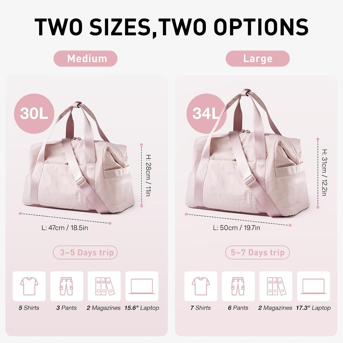 Gym Bag for Women, Carry on Weekender Overnight Bag, Travel Duffel Bags with Trolley Sleeve, Personal Item Travel Bag Tote Bag Workout Dance Bag, Beige-M