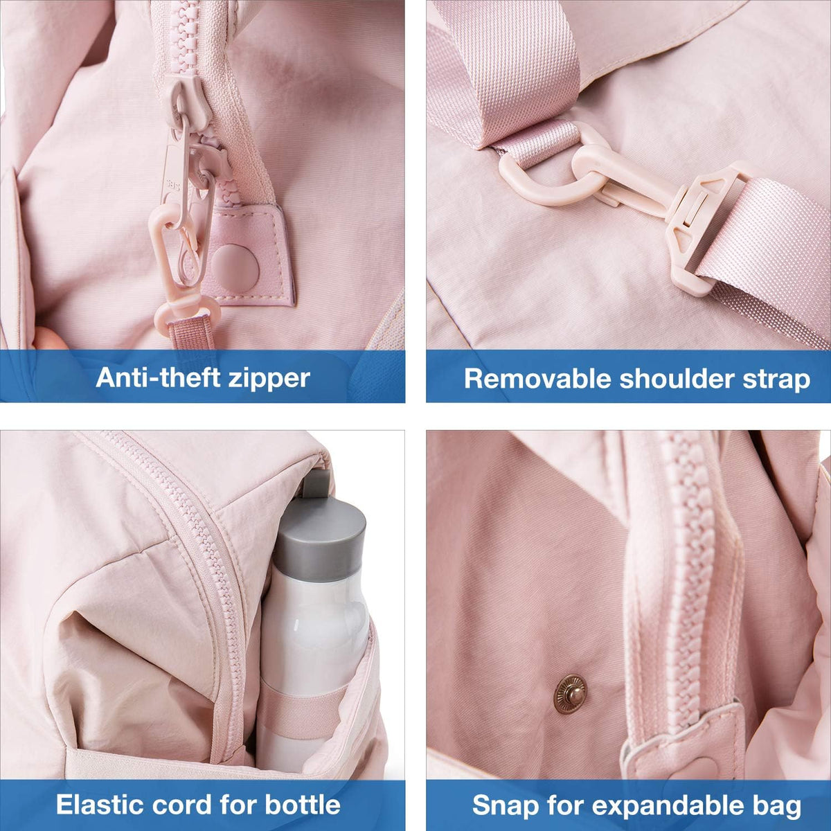 Gym Bag for Women, Carry on Weekender Overnight Bag, Travel Duffel Bags with Trolley Sleeve, Personal Item Travel Bag Tote Bag Workout Dance Bag, Beige-M