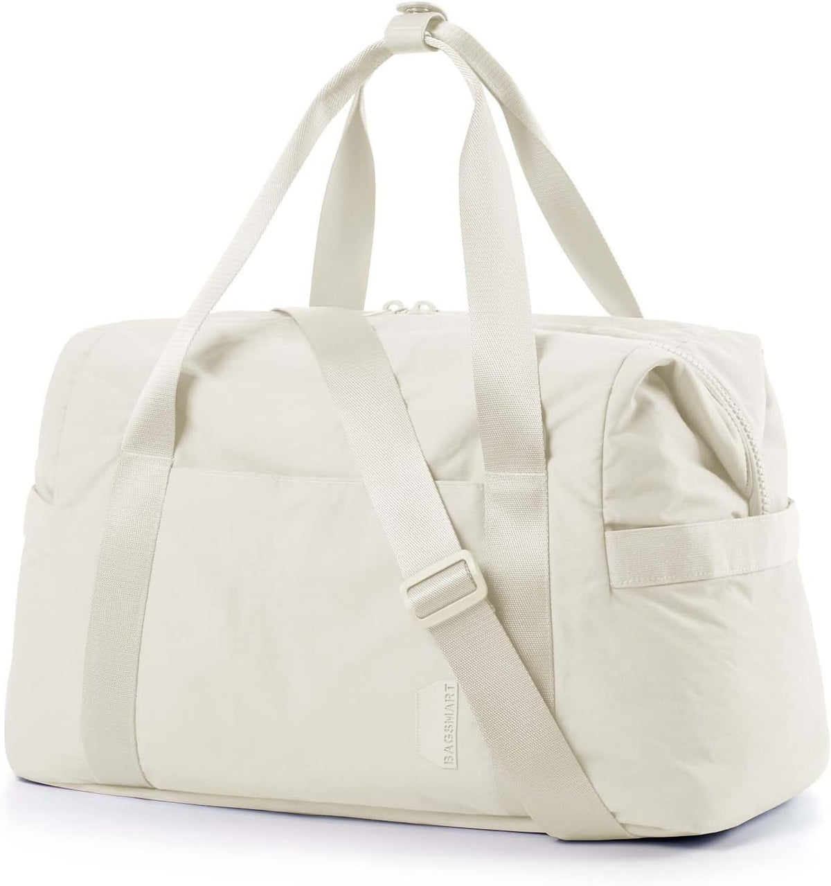 Gym Bag for Women, Carry on Weekender Overnight Bag, Travel Duffel Bags with Trolley Sleeve, Personal Item Travel Bag Tote Bag Workout Dance Bag, Beige-M