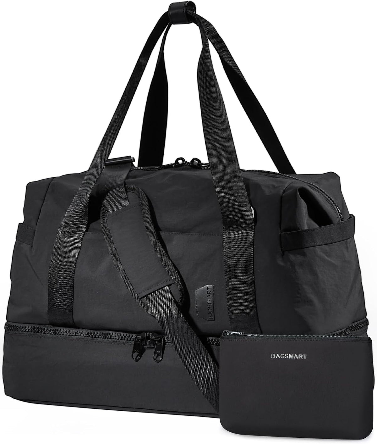 Gym Bag for Women, Carry on Weekender Overnight Bag, Travel Duffel Bags with Trolley Sleeve, Personal Item Travel Bag Tote Bag Workout Dance Bag, Beige-M