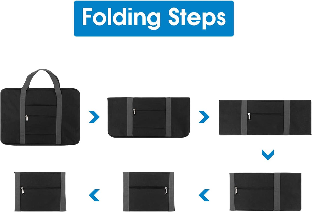 Carry on Luggage 22x14x9 Airline Approved Foldable Duffle Bag for Travel Packable Duffel Bag for Traveling Airplane for Women and Men 40L (Black (With Shoulder Strap))