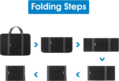 Carry on Luggage 22x14x9 Airline Approved Foldable Duffle Bag for Travel Packable Duffel Bag for Traveling Airplane for Women and Men 40L (Black (With Shoulder Strap))