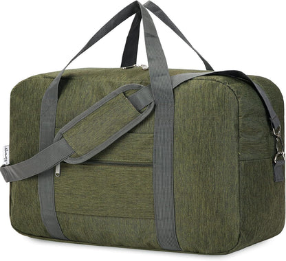 Carry on Luggage 22x14x9 Airline Approved Foldable Duffle Bag for Travel Packable Duffel Bag for Traveling Airplane for Women and Men 40L (Black (With Shoulder Strap))