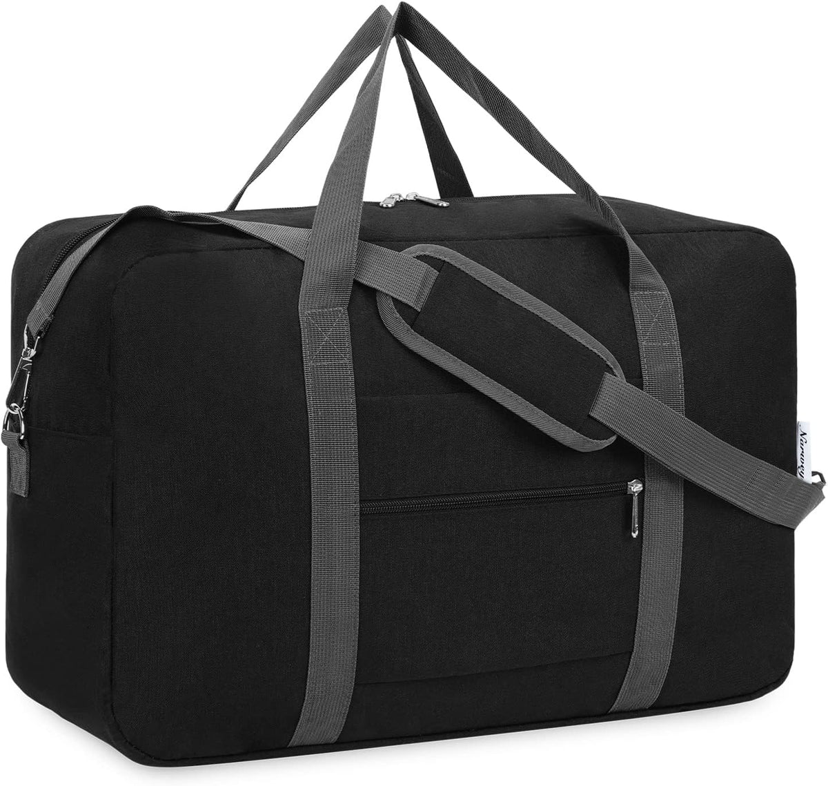 Carry on Luggage 22x14x9 Airline Approved Foldable Duffle Bag for Travel Packable Duffel Bag for Traveling Airplane for Women and Men 40L (Black (With Shoulder Strap))