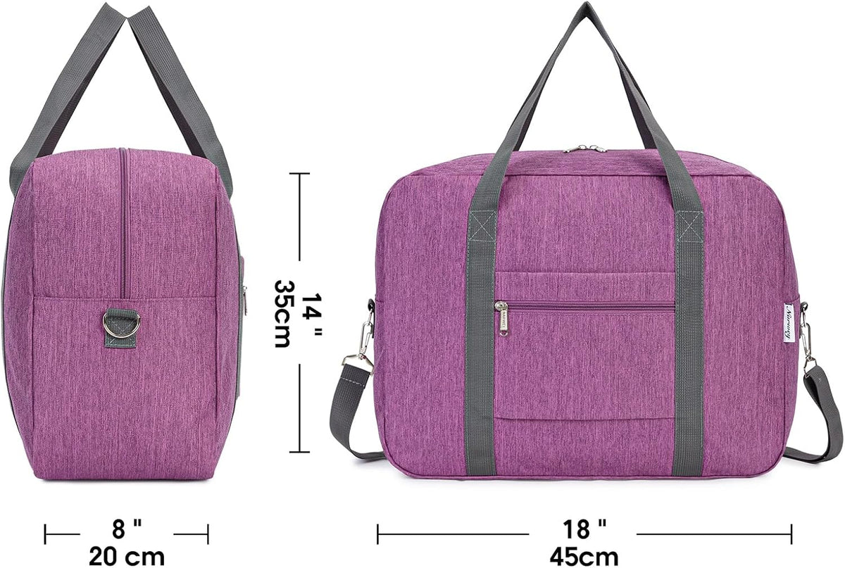 Carry on Luggage 22x14x9 Airline Approved Foldable Duffle Bag for Travel Packable Duffel Bag for Traveling Airplane for Women and Men 40L (Black (With Shoulder Strap))