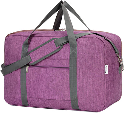 Carry on Luggage 22x14x9 Airline Approved Foldable Duffle Bag for Travel Packable Duffel Bag for Traveling Airplane for Women and Men 40L (Black (With Shoulder Strap))
