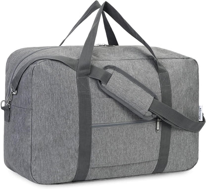 Carry on Luggage 22x14x9 Airline Approved Foldable Duffle Bag for Travel Packable Duffel Bag for Traveling Airplane for Women and Men 40L (Black (With Shoulder Strap))