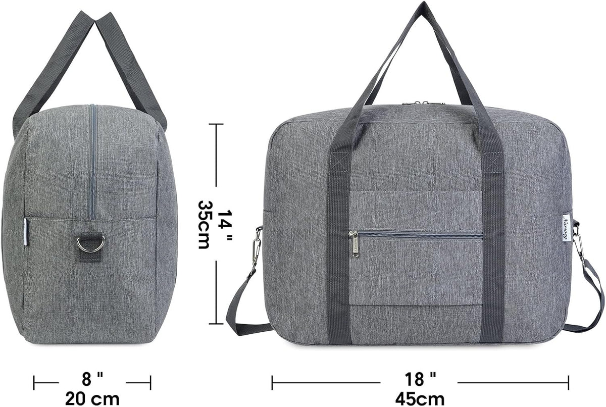 Carry on Luggage 22x14x9 Airline Approved Foldable Duffle Bag for Travel Packable Duffel Bag for Traveling Airplane for Women and Men 40L (Black (With Shoulder Strap))