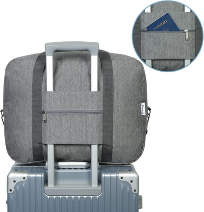 Carry on Luggage 22x14x9 Airline Approved Foldable Duffle Bag for Travel Packable Duffel Bag for Traveling Airplane for Women and Men 40L (Black (With Shoulder Strap))