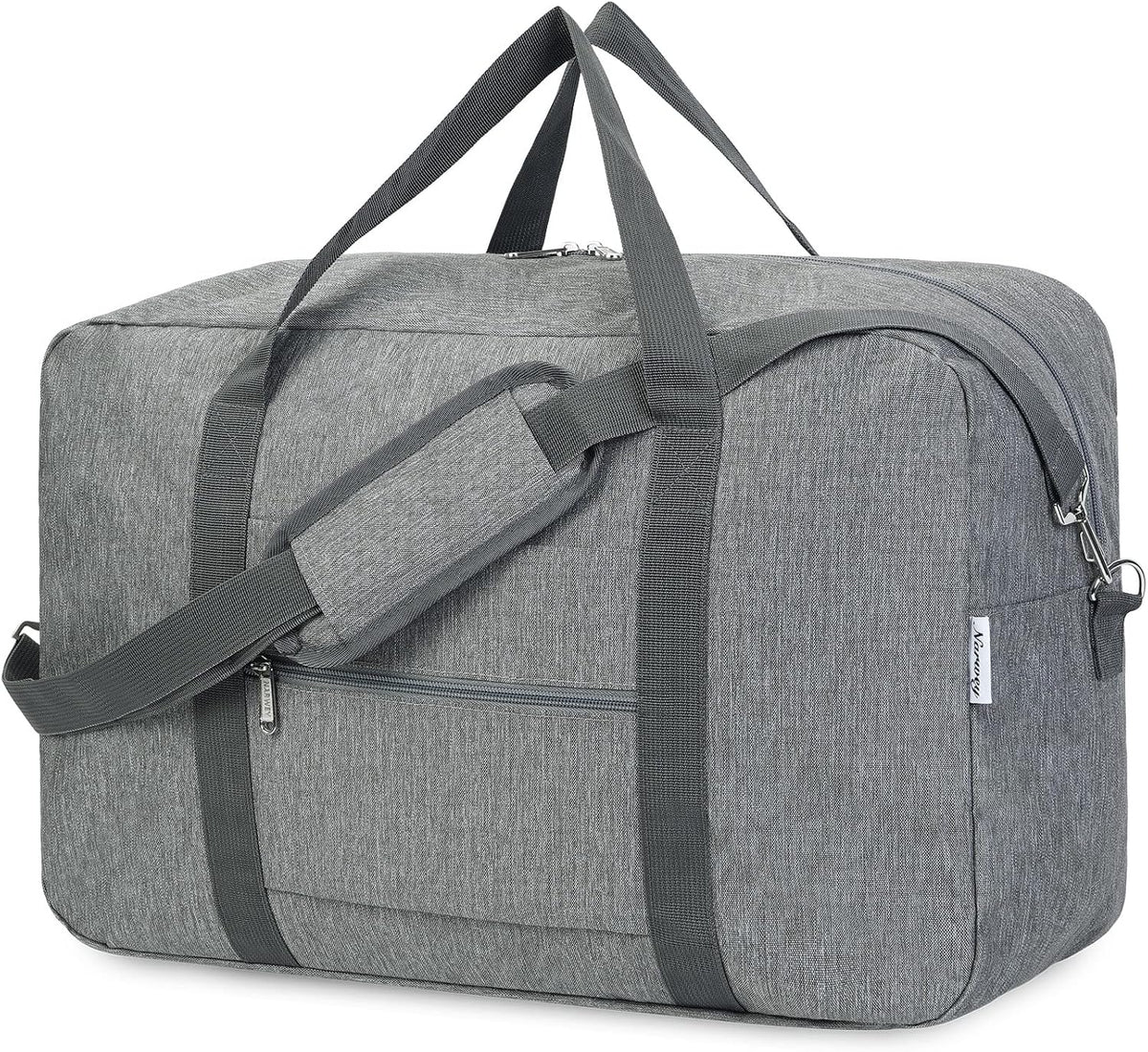 Carry on Luggage 22x14x9 Airline Approved Foldable Duffle Bag for Travel Packable Duffel Bag for Traveling Airplane for Women and Men 40L (Black (With Shoulder Strap))